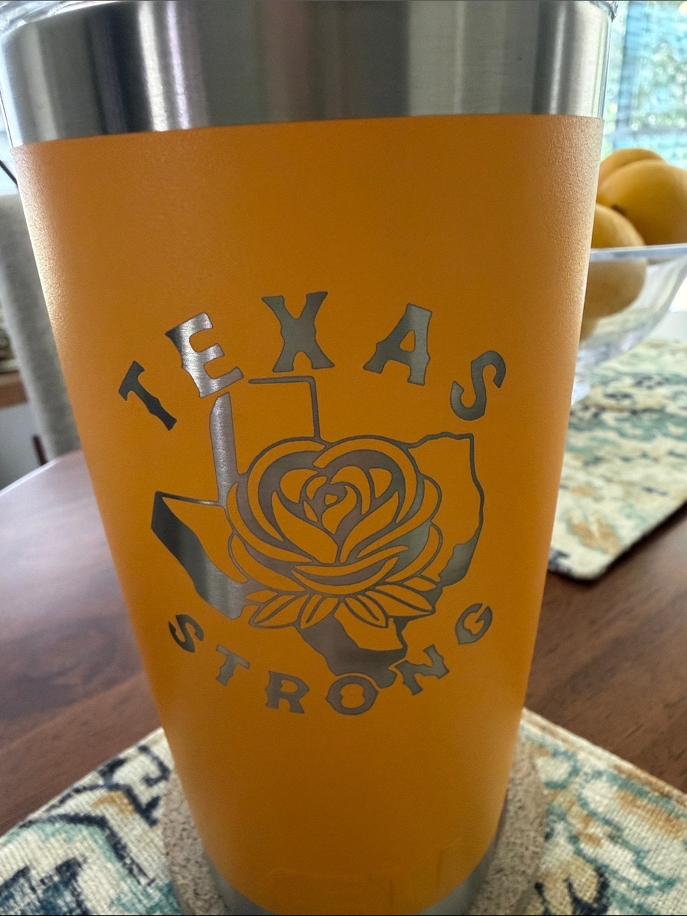 Yeti Yellow “Texas Strong' Insulated Tumbler